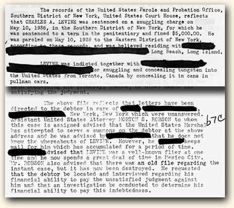 Excerpt from Charles A. Levine's FBI file