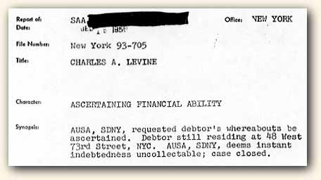 Excerpt from Charles A. Levine's FBI file