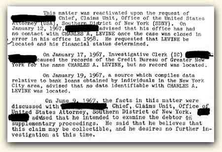 Excerpt from Charles A. Levine's FBI file