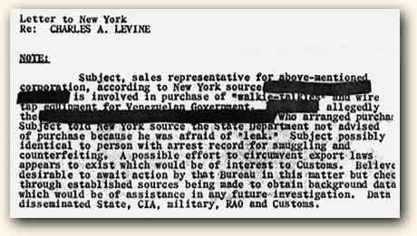 Excerpt from Charles A. Levine's FBI file