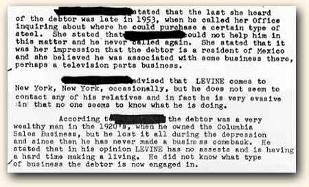 Excerpt from Charles A. Levine's FBI file