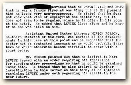 Excerpt from Charles A. Levine's FBI file