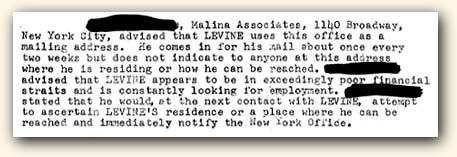 Excerpt from Charles A. Levine's FBI file