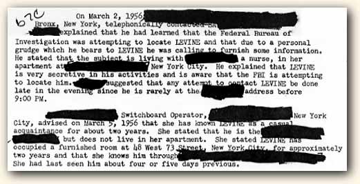 Excerpt from Charles A. Levine's FBI file