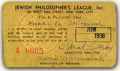 Philosopher's League membership card